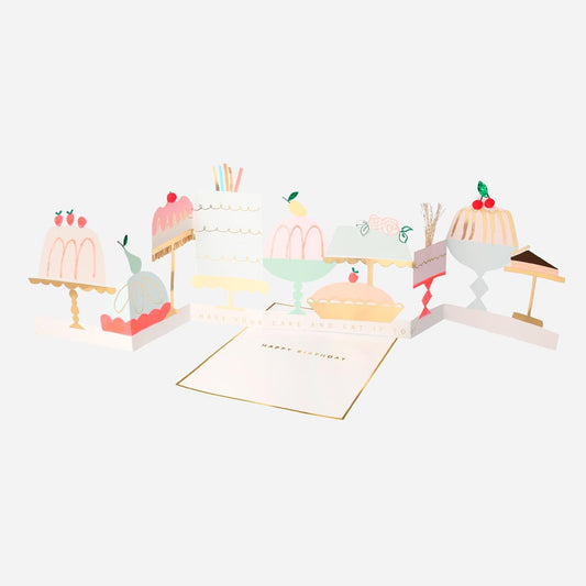 Decoración de cupcakes de cumpleaños: tarjeta de acordeón de cupcake de feliz cumpleaños