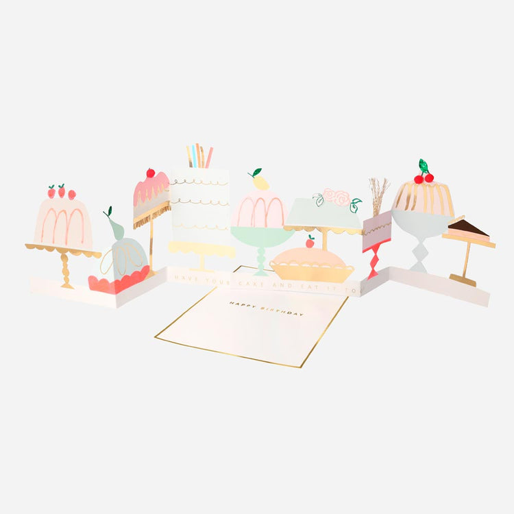 Déco d'anniversaire cupcake : carte accordéon happy birthday cupcake