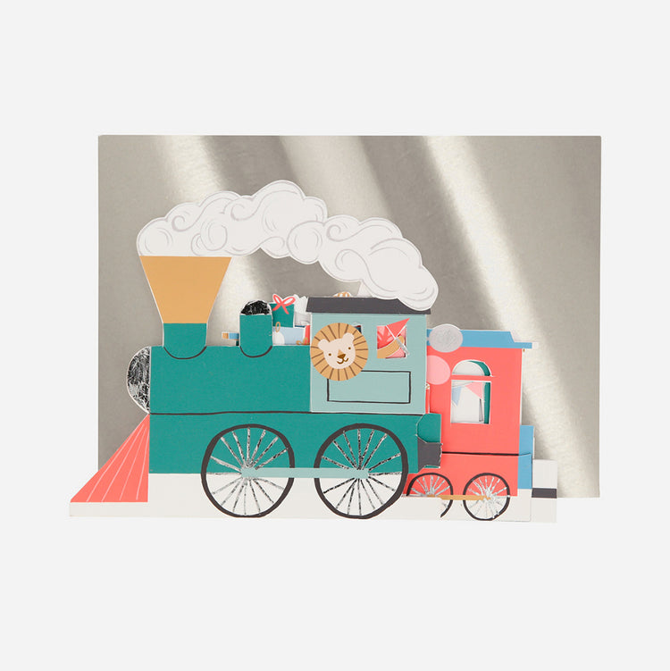 Train card with envelope to offer for a train-themed birthday party