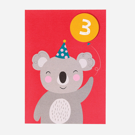 Carte anniversaire 3 ans koala - Anniversaire 3 ans