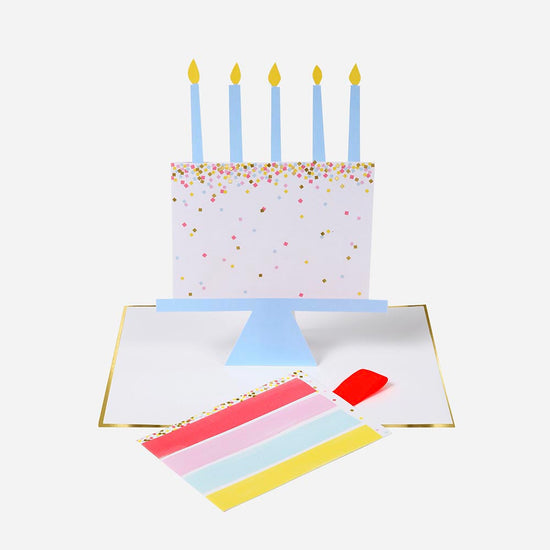 Carte d'anniversaire part de gâteau pour souhaiter voeux anniversaire