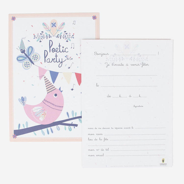 Cartes d'invitation anniversaire Made in France Chat - Pirouette
