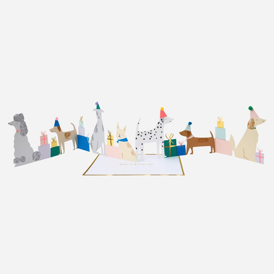 Décoration d'anniversaire chien : carte accordéon happy birthday chien