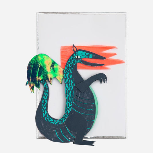 Anniversaire chevalier et dragon : carte d'anniversaire avec enveloppe