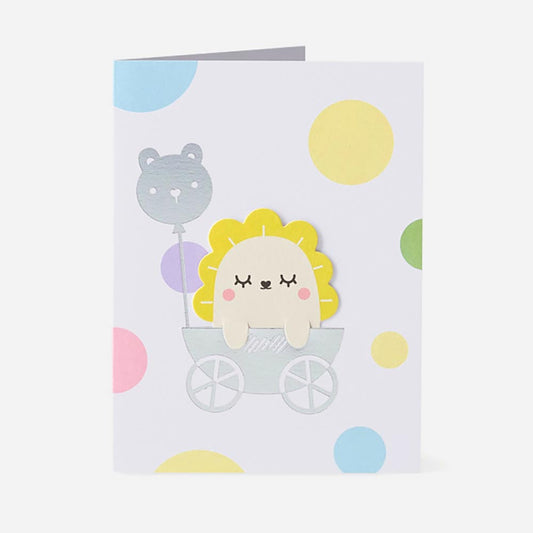Baby shower greeting card to offer at a birth party