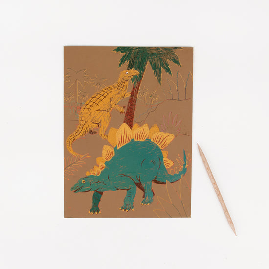 Dinosaur scratch cards for an original child's birthday activity
