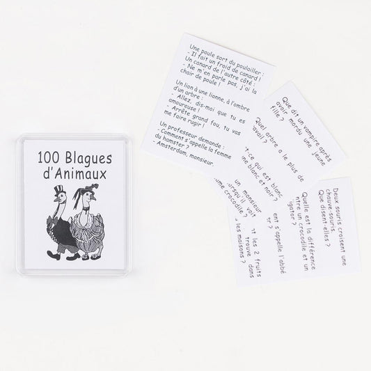 Cadeau pochette surprise : jeu de carte avec 100 blagues sur les animaux