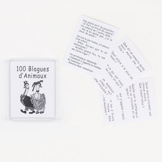 Regalo bolsa sorpresa: juego de cartas con 100 chistes de animales