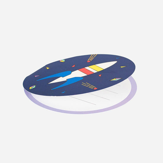 10 Cartes D'Invitation Anniversaire Astronaute - Kit Espace Avec Quiz, Autocollants & Enveloppes - 6