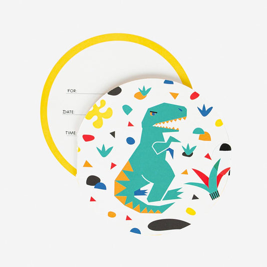 Tarjeta de invitación de cumpleaños de niño dinosaurio mi pequeño día