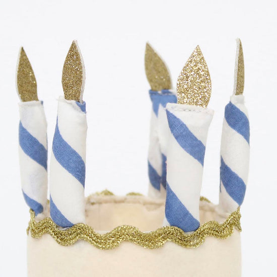 Chapeau gateau d'anniversaire avec bougies à paillettes idéal pour Carnaval