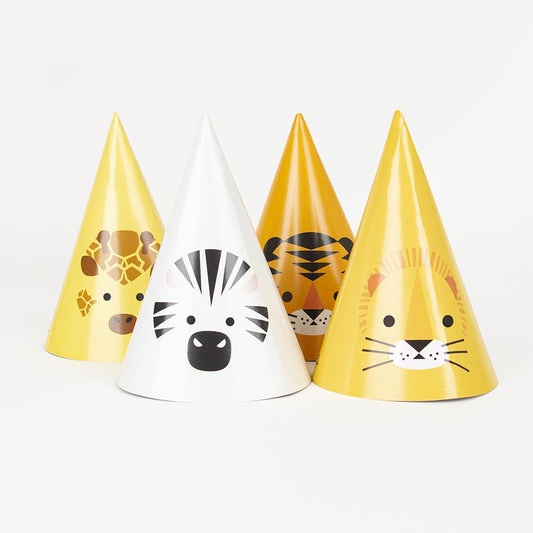 Pointed feline hats for mini feline birthday snacks or safari
