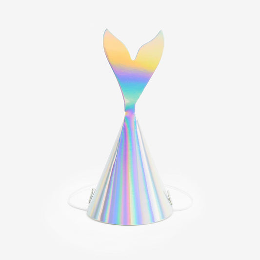 Party favors: iridescent pointy hats for girl mermaid birthday