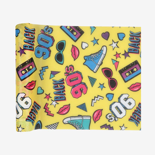 Table runner for 90s themed birthday table decoration