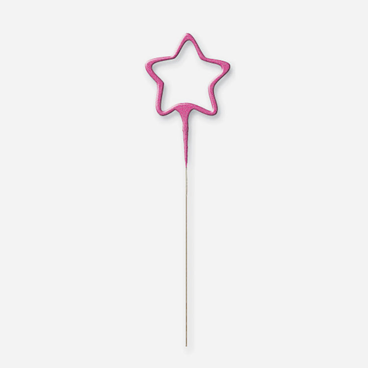 Birthday cake decoration: pink star sparkler for birthday