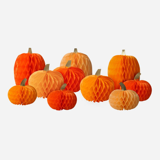 Halloween kit: honeycomb pumpkins for Halloween decoration