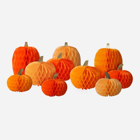 Kit Halloween : citrouilles alvéolées pour décoration d'Halloween