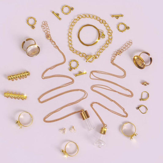 Kit para personalizar joyas doradas: regalo de cumpleaños niña