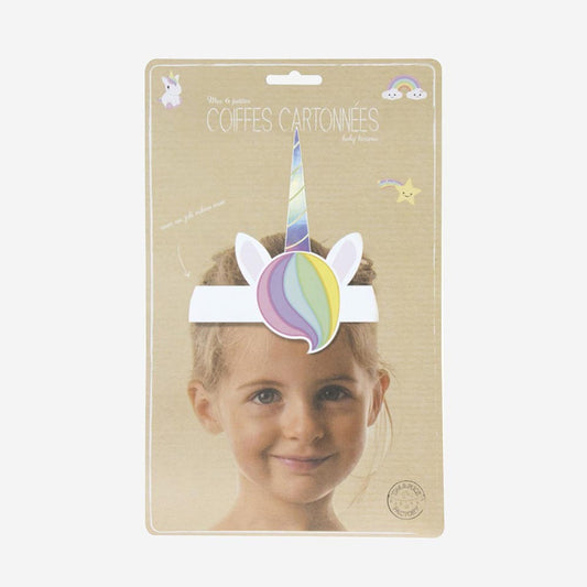 Idée cadeau invités d'anniversaire licorne : 8 coiffes de licorne en carton