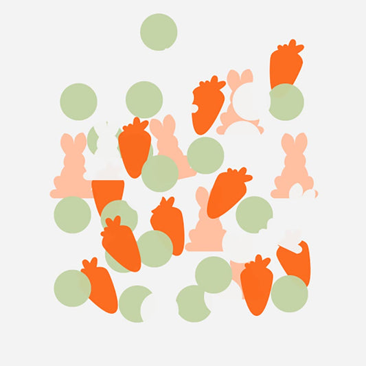 Idee originale pour decoration de table paques : confettis lapins