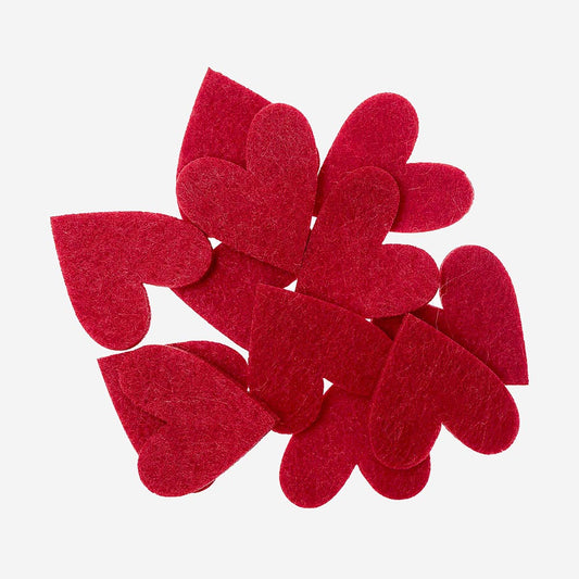 Confettis coeurs feutrine rouge : mariage, saint valentin