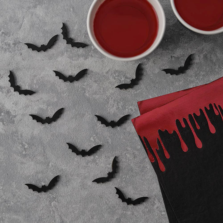 24 confeti de murciélagos para decoración de mesa con temática de Halloween
