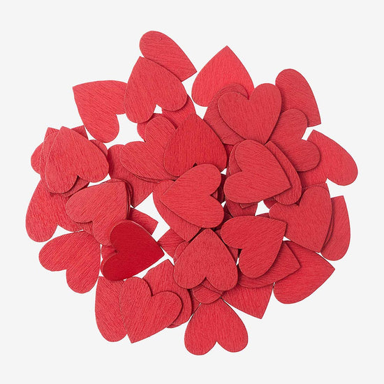 Confettis coeurs bois rouge : mariage, saint valentin
