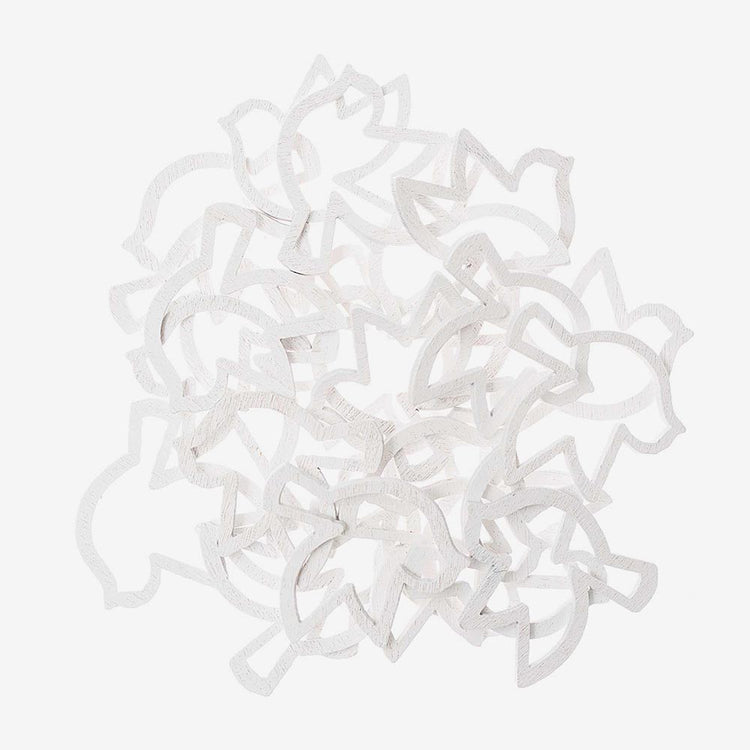 Confettis colombes forme bois blanc : bapteme, baby shower