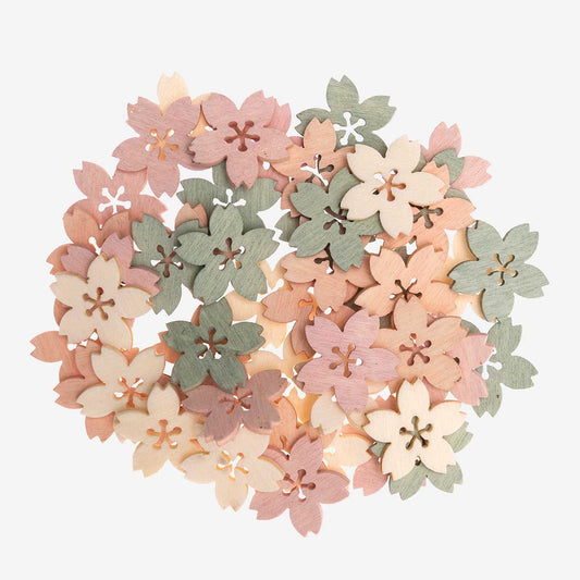 Confetti en bois fleurs pastel : anniversaire fille princesse ou fée