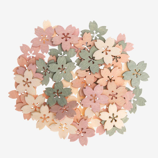 Confetti en bois fleurs pastel : anniversaire fille princesse ou fée