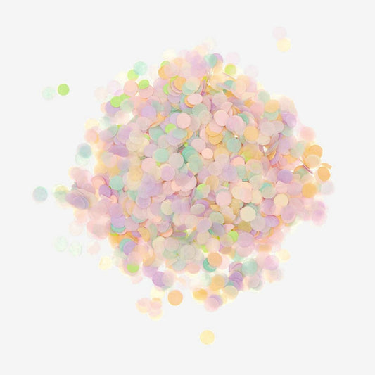 Pastel paper confetti: decoration for pastel birthday table