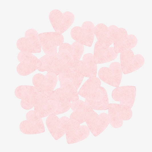 Confettis coeurs en papier de soie rose : decoration de table mariage