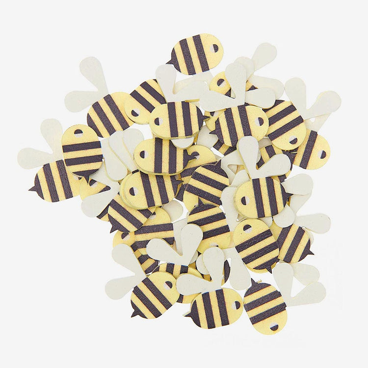 36 Confettis en bois abeille : decoration de table anniversaire 1 an