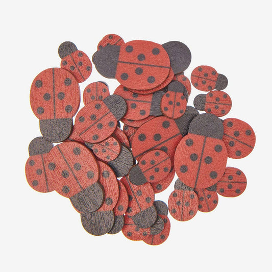 Ladybug wooden confetti: 1st birthday table decoration