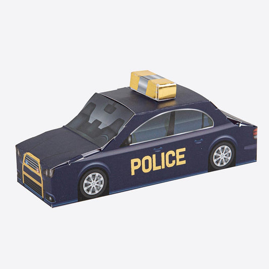 Scatole per auto della polizia per borse a sorpresa di compleanno per bambini a tema polizia