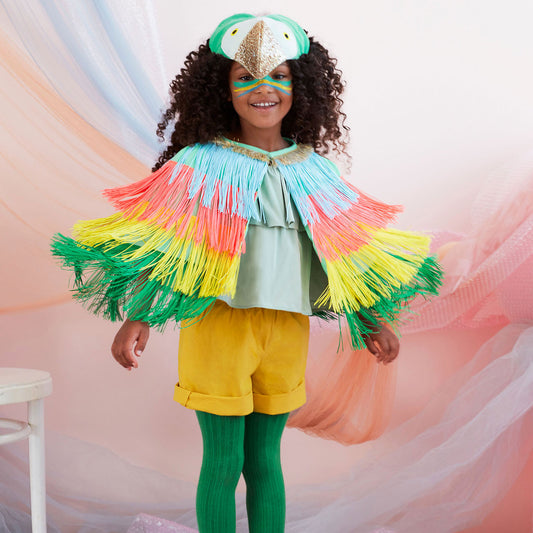 Birthday or carnival costume parrot winged cape children