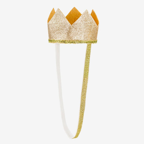 Corona de princesa dorada con lentejuelas para disfraz de cumpleañera
