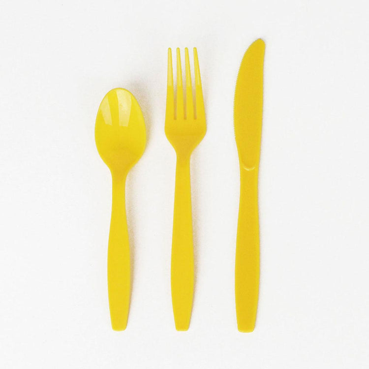 yellow plastic spoons for birthday party table