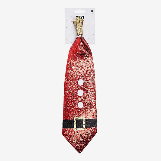 Accesorio para disfraz infantil: corbata roja de Navidad con lentejuelas