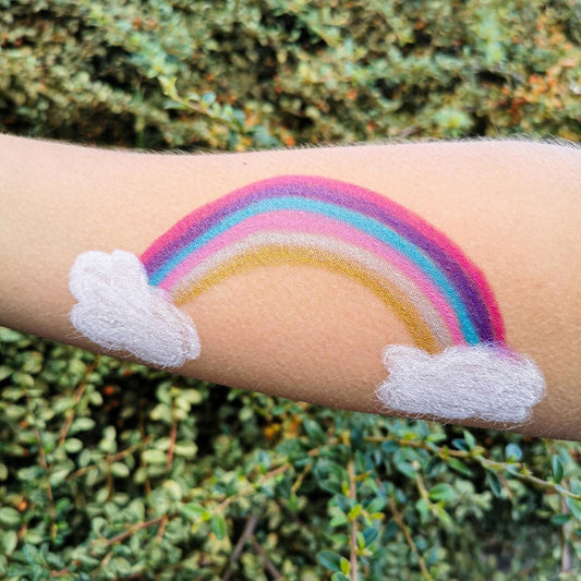 Maquillage arc en ciel avec crayons vegan enfant namaki