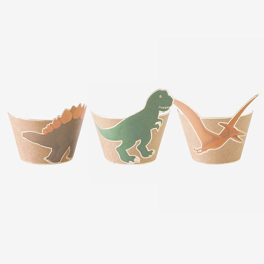 Deco pour gateau anniversaire : caissettes cupcake dinosaure
