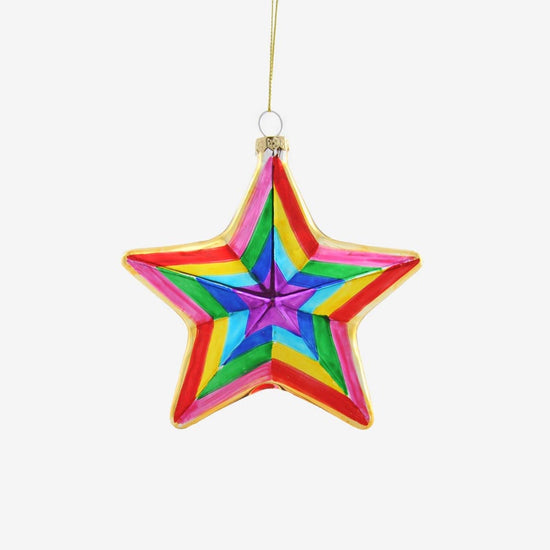 Decoration sapin de noel original : boule de noel étoile multicolore