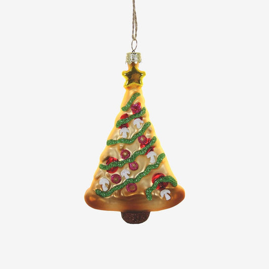 Decoración original del árbol de Navidad: bola navideña de pizza