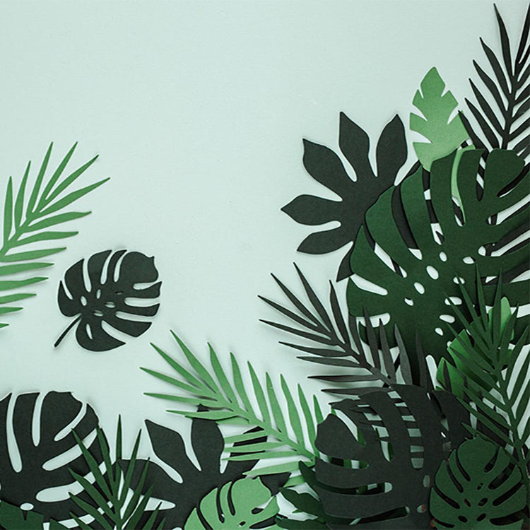 Deco idea fiesta tropical: hojas de papel tropical en mi pequeño día