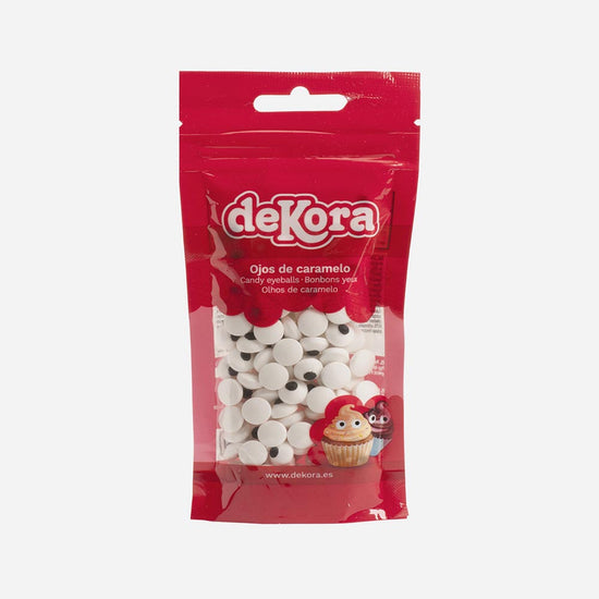 Decoration effrayante gâteau pour Halloween : yeux en sucre blancs