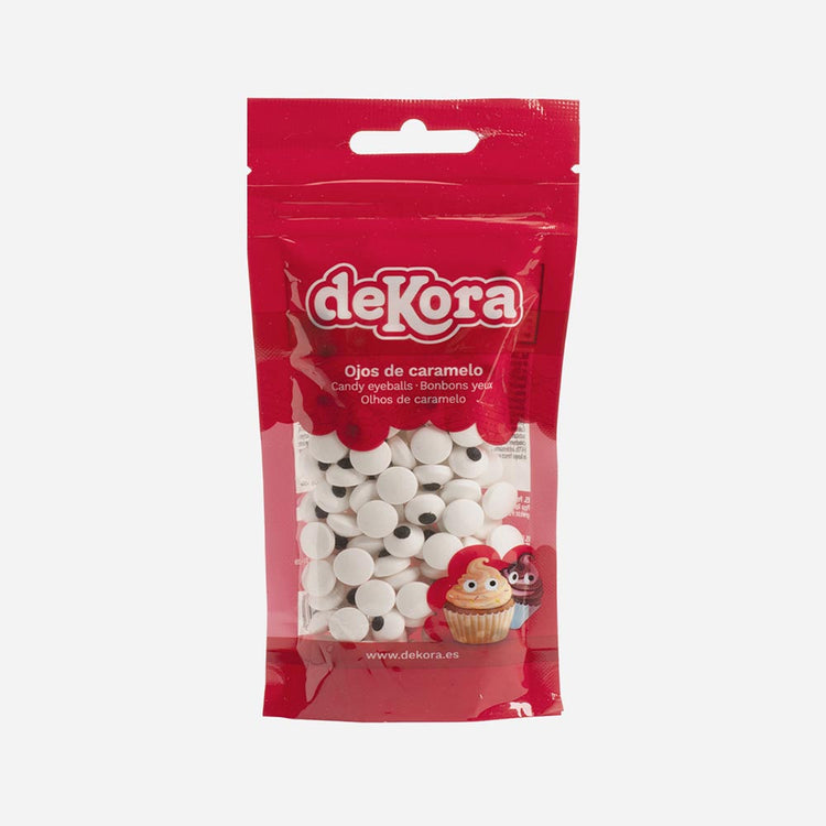 Decoration effrayante gâteau pour Halloween : yeux en sucre blancs