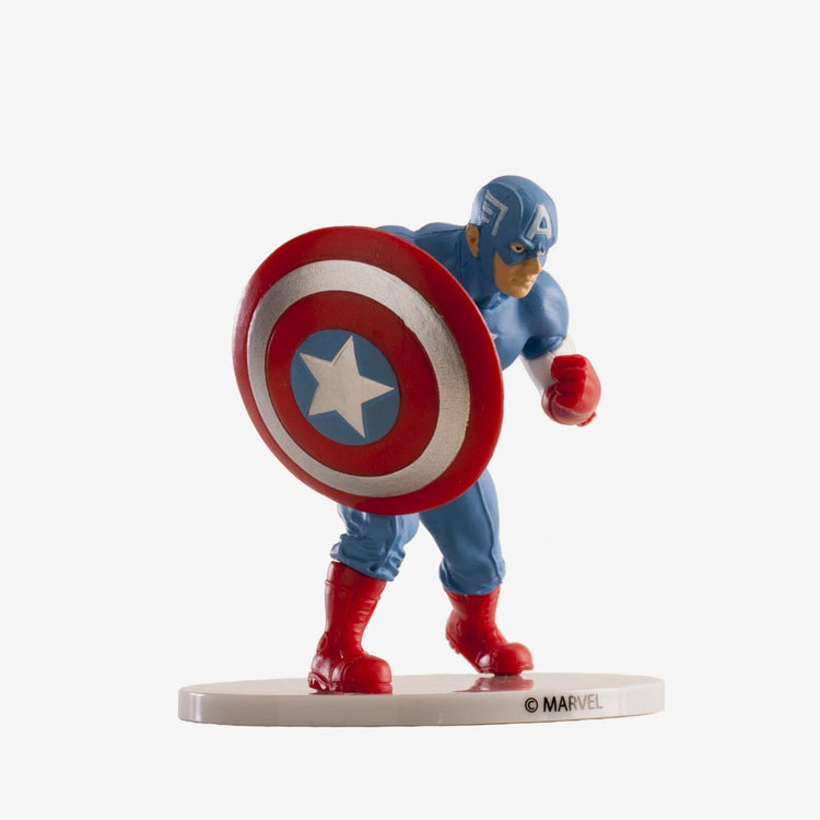 Decoration gateau anniversaire Avengers : figurine Captain America de coté