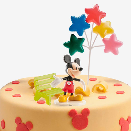 Decoración de tarta de cumpleaños de Mickey y globos: cumpleaños de Disney