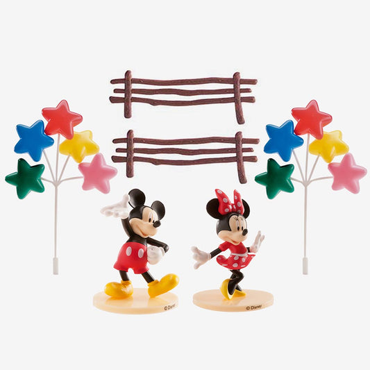 Figuritas con globos de Mickey y Minnie para decorar tartas de cumpleaños