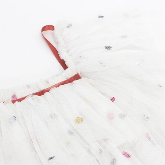Accessoire de deguisement ange : robe en tulle pour fille blanc à pois